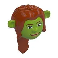 Head Special, Ogre with Dark Orange Long Hair Pattern, with Dark Brown Eyebrows, Nougat Lips Print (Fiona)