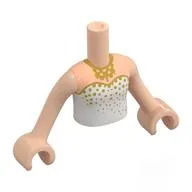 Minidoll Torso Girl with Gold Decorations, Necklace Print, Light Nougat Arms and Hands