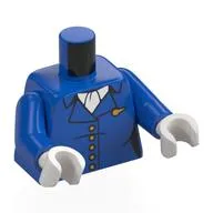 Torso, Air Hostess Uniform, White Collar, Gold Insignias Print, Blue Arms, White Hands