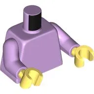 Torso, Lavender Arms, Bright Light Yellow Hands [Plain]