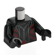 Torso, Jacket, Silver Zipper, Metal Red/Silver Lines Print, Black Arms and Hands
