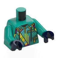 Torso, Hoodye, Yellow Rings, Lime/Yellow/Bright Light Blue Decorations Print, Dark Turquoise Arms, Dark Blue Hands