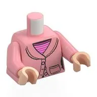 Torso, Fur Coat, Pocket, Dark Pink/Bright Pink Striped Shirt print, Warm Pink Arms, Light Nougat Hands