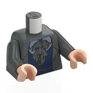 Torso, Open Coat, Dark Blue Vest, Sand Blue Shirt, Dark Bluish Grey Ascot Print, Dark Bluish Gray Arms, Light Nougat Hands