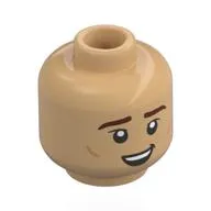 Minifig Head Oscar Piastri, Reddish Brown Eyebrows, Open Mouth