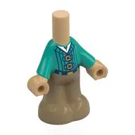 Microdoll Body Pants Dark Tan with Dark Turquoise Striped Shirt Print