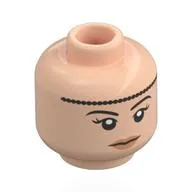 Minifig Head Mary Crawley, Black Beaded Headband, Peach Lips, Neutral / Thin Smile
