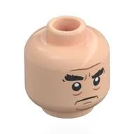 Minifig Head Charles Carson, Thick Black Eyebrows, Nougat Wrinkles, Stern Frown / Lopsided Smirk