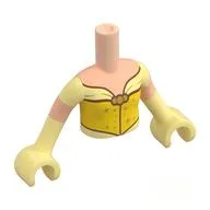 Minidoll Torso Girl with Yellow/Bright Light Yellow Dress, Gold Decorations Print, Light Nougat Arms, Bright Light Yellow Hands