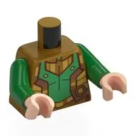 Torso, Armor Plating, Green Chest Plate, Copper Trim Print, Green Arms, Light Nougat Hands
