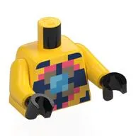 Torso, Pixelated Dark Pink/Dark Tan/Light Blue Scuba Gear, Air Tanks on Back Print, Yellow Arms, Black Hands