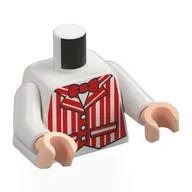 Torso, Red Striped Dapper Dan Jacket, Red Bow Tie Print, White Arms, Light Nougat Hands