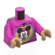 Torso, Mickey Mouse in Bright Light Blue/Yellow Circle Print, Dark Pink Arms, Warm Tan Hands