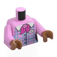 Torso, Medium Blue/Dark Pink Plaid Shirt, White Collar, Dark Pink Scarf, White Name Badge Print, Bright Pink Arms, Sienna Brown Hands