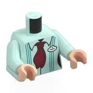 Torso, Dark Turquoise Suspenders, Dark Red Tie, White Name Badge Print, Light Aqua Arms, Light Nougat Hands