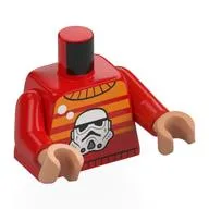 Torso, Orange Striped Sweater, Stormtrooper on Front, Darth Vader on Back Print, Red Arms, Medium Nougat Hands