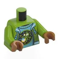 Torso, Jacket, Sand Blue Zipper, Collar, Medium Azure Shirt, Lime Alien on Black Circle Print, Lime Arms, Medium Nougat Hands