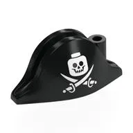 Hat Pirate Bicorne (Admiral) with Cross & Bones, Minifig Skull print
