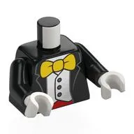 Torso, Jacket, White Shirt, Red Pants, Yellow Bow Tie (Mickey Mouse) Print, Black Arms, White Hands