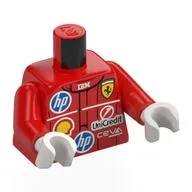 Torso, Racing Suit, HP, SHELL, Ferrari, UniCredit Logo, White 'HAMILTON' Print, Red Arms, White Hands