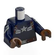 Torso, Armor, White Stars, Black Detailing, Reddish Brown Straps Print, Dark Blue Arms, Reddish Brown Hands