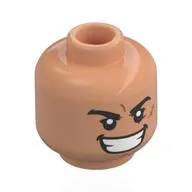 Minifig Head Monkey D. Luffy, Black Eyebrows, Lopsided Smile, Sweat Drops / Angry Wide Smile