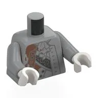 Torso, Robe, Silver Trim, Copper Bloodstains Print, Light Bluish Gray Arms, White Hands