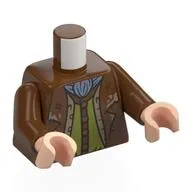 Torso, Coat, Olive Green Short, Sand Blue Ascot Print, Reddish Brown Arms, Light Nougat Hands