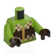 Torso, Pixelated Dark Brown/Tan Jacket Print, Lime Arms, Dark Brown Hands