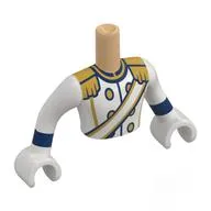 Minidoll Torso Man with White Arms and Hands with White Uniform, Sash, Gold Lapels, Buttons print