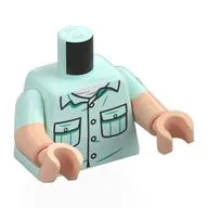 Torso, Dual Molded Arms, Shirt, Pockets, Jurassic Park Logo on Back and Shoulder Print, Light Aqua Sleeves Pattern, Light Nougat Arms and Hands