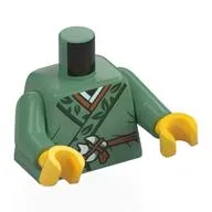 Torso, Robe, Dark Green Trim, Leaves, Medium Nougat Belt with Buckle Print, Sand Green Arms, Yellow Hands