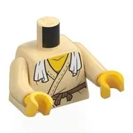 Torso, Robe, Medium Nougat Belt, Trim, White Scarf Print, Tan Arms, Yellow Hands
