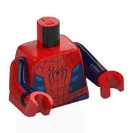 Torso Bodysuit, Black Spider, Webs, Blue Ribs Print (Spider-Man), Printed Dark Blue Arms, Red Hands