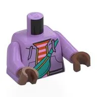 Torso, Jacket, Laces, Dark Turquoise Pack on Strap, Dark Red/Bright Pink Striped Shirt Print, Medium Lavender Arms, Medium Brown Hands