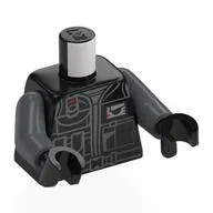 Torso, Imperial Remnants Shuttle Pilot Suit, Dark Bluish Grey Markings, Imperial Insignia on Arm Print, Dark Bluish Gray Arms, Black Hands