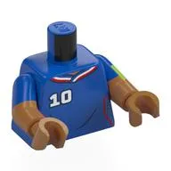 Torso, Dual Molded Arms with Football Shirt, White/Red Trim, White '10', 'MBAPPÉ', Lime Band on Arm Print, Blue Sleeves Pattern, Medium Nougat Arms and Hands