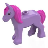 Animal, Foal, Long Mane Dark Pink with Black Eyes Print