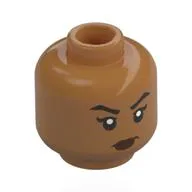 Minifig Head Nefertari Vivi, Black Eyebrows, Dark Red Lips, Neutral Smile / Stern Stare