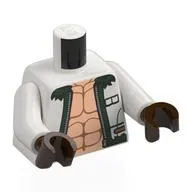 Torso, Open Jacket, Dark Green Trim, Light Nougat Muscled Chest print, White Arms, Dark Brown Hands