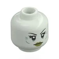 Minifig Head Baroness, Black Eyebrows, Olive Green Lips, Neutral / Smile