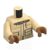 Torso, Winter Coat, Pockets, Dark Tan Fur Collar Print, Tan Arms, Medium Nougat Hands