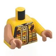 Torso, Odd Arms, Orange/Tan Striped Tunic, Tan Fur, Reddish Brown Splotches Print, Left Yellow Arm, Right Nougat Arm, Nougat Hands