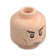 Minifig Head Spock, Long Black Eyebrows, Neutral / Raised Eyebrow