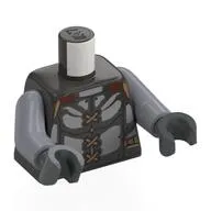 Torso, Silver Armor Panels, Nougat Laces, Straps Print, Flat Silver Arms, Dark Bluish Gray Hands