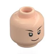 Minifig Head Zinnia, Thin Black Eyebrows, Closed Mouth Smile / Open Mouth Laugh
