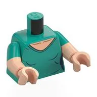 Torso, Dual Molded Arms with Shirt, Dark Blue Sides, Light Nougat Chest Print, Dark Turquoise Sleeves Pattern, Light Nougat Arms and Hands