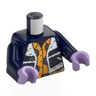Torso, Jacket, White Fur, Bright Light Orange Shirt, Sand Blue Flowers Print, Dark Blue Arms, Lavender Hands