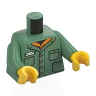 Torso, Vest, Pockets, White Badge, orange Shirt Print, Sand Green Arms, Yellow Hands