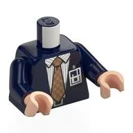 Torso, Jacket, White Stripes Shirt, Dark Tan Tie, ID Badge Print, Dark Blue Arms, Light Nougat Hands